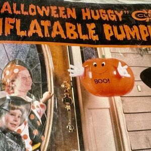 Vintage 1987 Cleo Halloween Huggy Inflatable Pumpkin Vinyl 22” Wide 909-3054 Boo